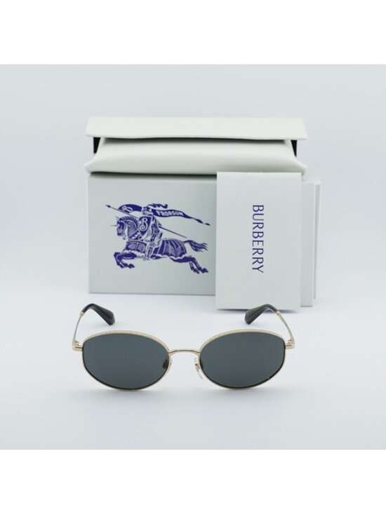 Burberry BE3169 110987 Sunglasses Light Gold Oval Frame, Dark Grey Lenses - Picture 11 of 11